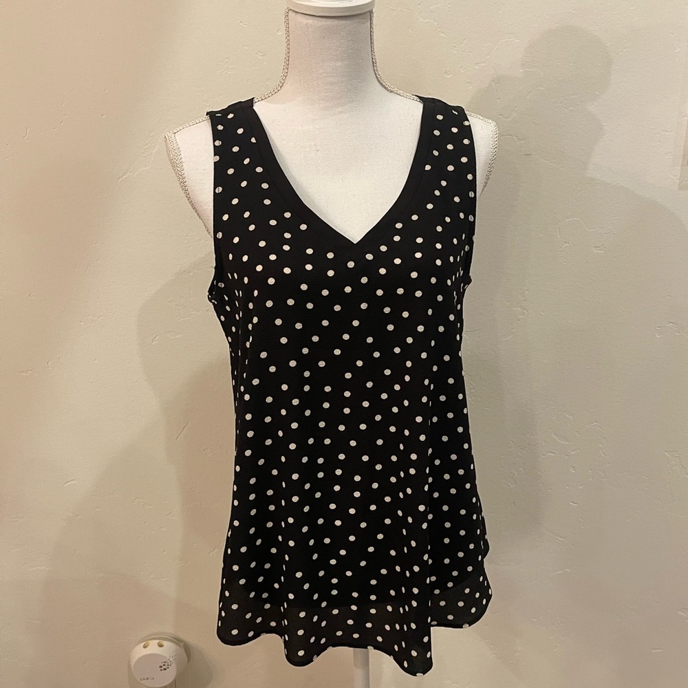 Black and white polka dot tank
